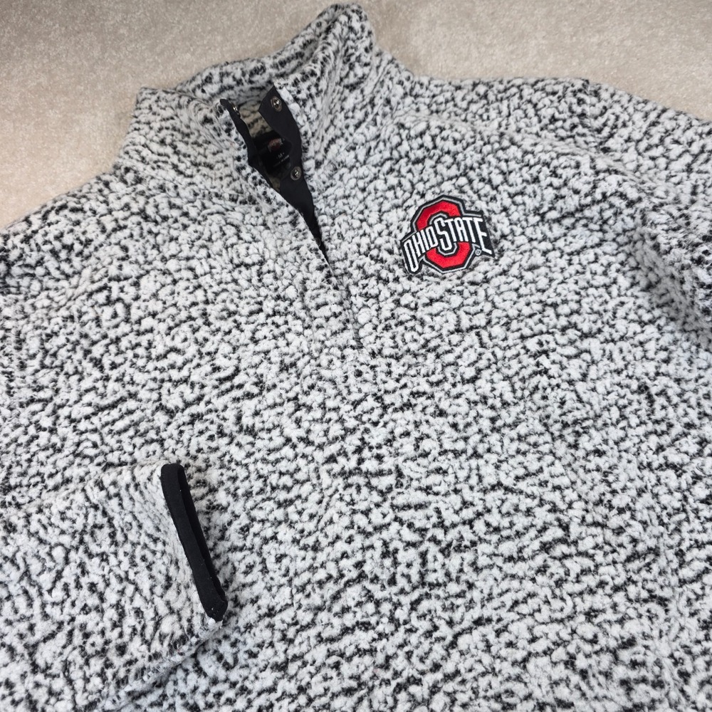Scarlet & Gray Jacket Womens M Gray Thick and Puffy Sherpa Ohio State Buckeyes